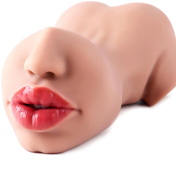 Male adult masturbator sex toy, two in one sex toy, realistic oral sex male oral texture and 3D vaginal channel, compact mini po