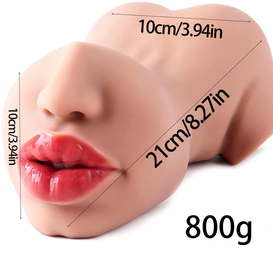 Male adult masturbator sex toy, two in one sex toy, realistic oral sex male oral texture and 3D vaginal channel, compact mini po