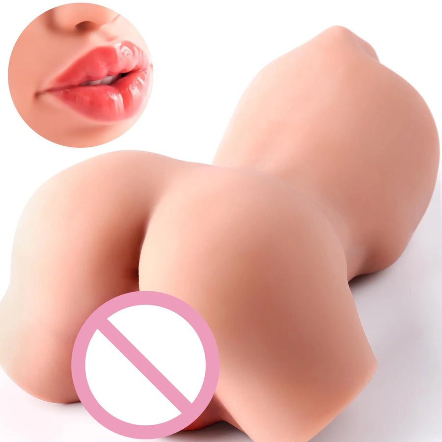 Male adult masturbator sex toy, two in one sex toy, realistic oral sex male oral texture and 3D vaginal channel, compact mini po